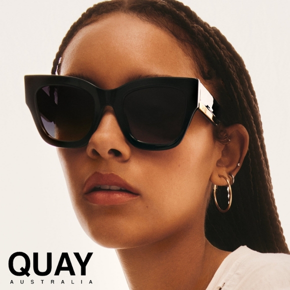 QUAY AUSTRALIA- By The Way Sunglasses- Black, Smoke - Picture 2 of 6